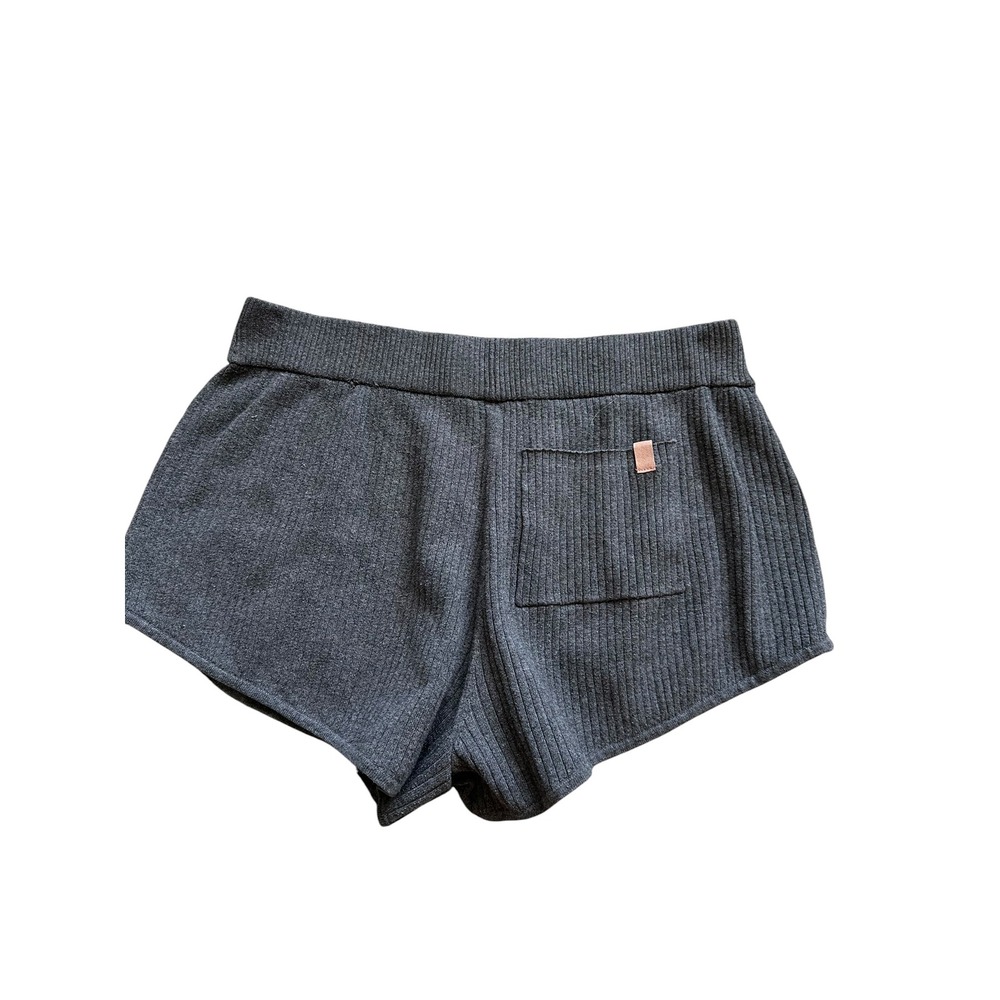 Minimalist Lunya Ribbed Cotton Silk Knit Lounge Shorts L Gray Sleepwear - Picture 7 of 8